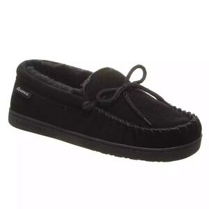 BEARPAW MOC II WIDE SUEDE SLIPPERS   Men's Size 11 Wide   BLACK   NEW IN BOX!!‎